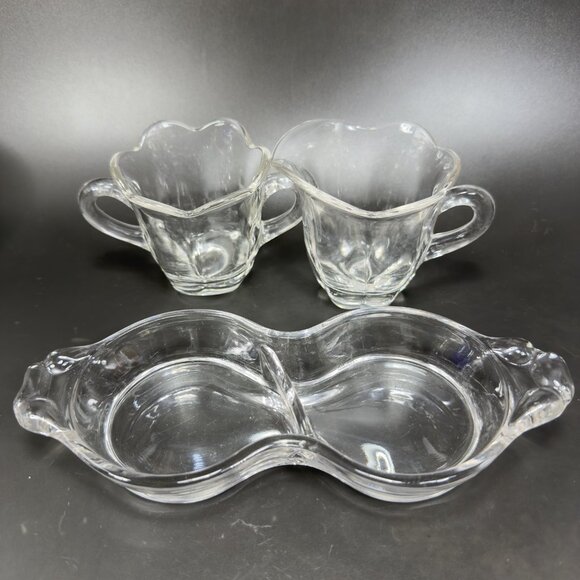 Vintage Duncan Miller Canterbury Clear Glass Cream Sugar Tray Set 3 Crystal VTG - Picture 8 of 13